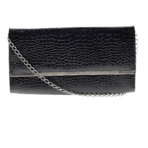 Faux Croc Clutch Bag with Chain Strap